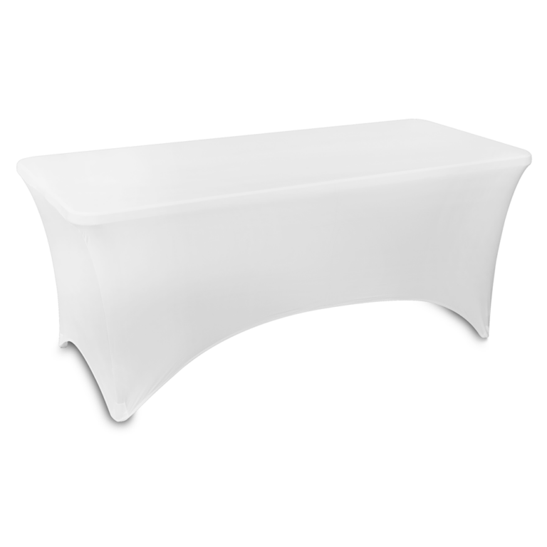 Elastīgs 180cm taisntūra galda  galdauts baltā krāsā.